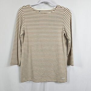 Bogner Louna Long Shirt in White/Brown Stripes - Size 8